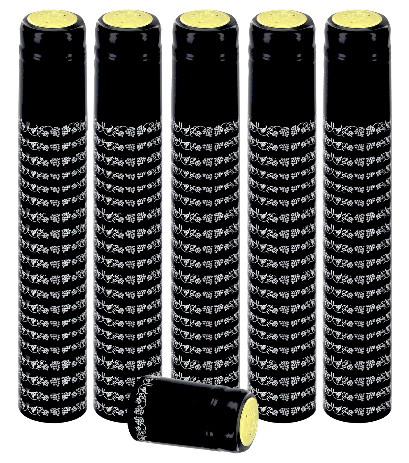 PVC Heat Shrink Capsules For Wine Bottles 100 Count (Black and Silver